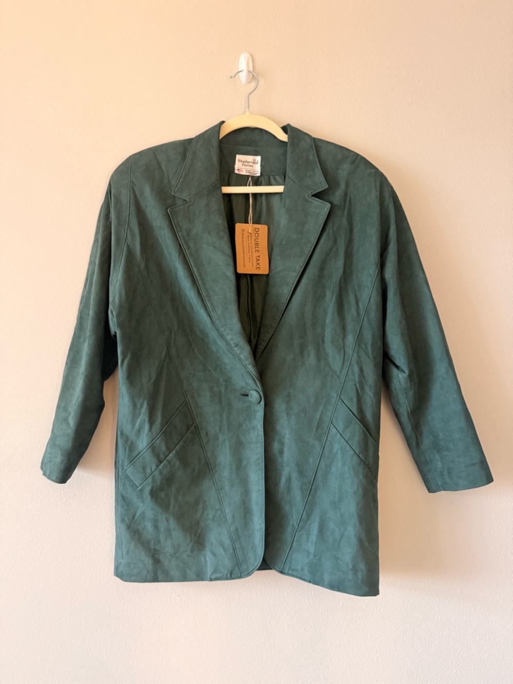 Vintage Weathervane Petites Green Suede Blazer Jacket Size 8 / Medium
